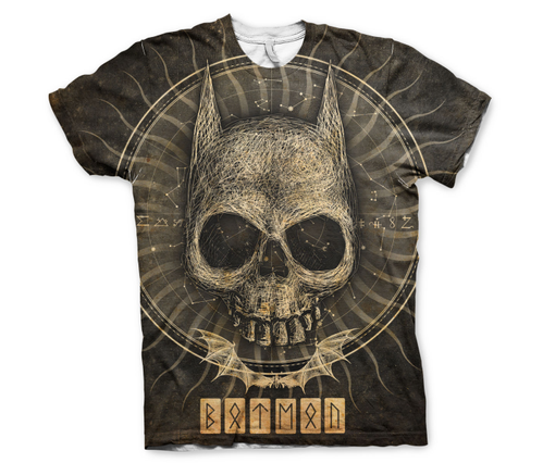 Koszulka męska Batman Gothic Skull Allover Printed T-Shirt Dc Comics