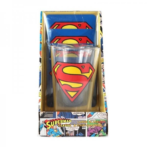 Szklanka duża 550ml i 4 podkładki Superman